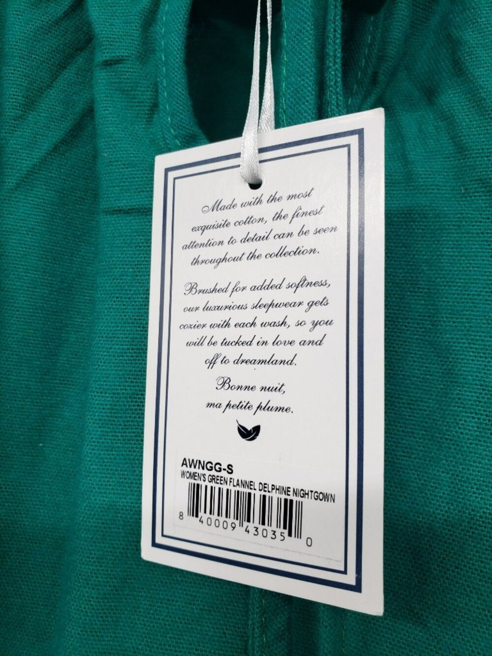 NEW Petite Plume Womens Delphine Flannel Nightgown Green 100% Cotton - Picture 5 of 11